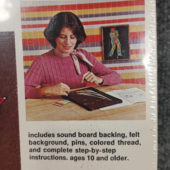 Vintage 1976 String Art Clown Thread Design Kit Hans Verplancke Sealed Kitsch - Picture 4 of 6